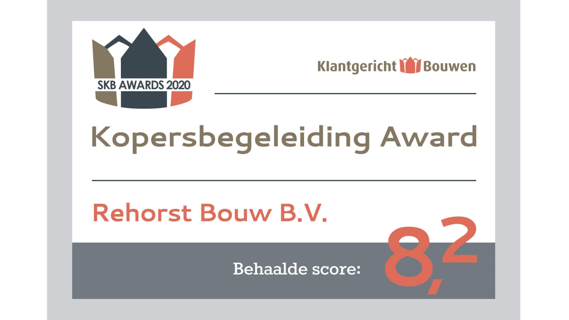 Kopersbegeleiding Award 2020 Rehorst Bouw B.V.